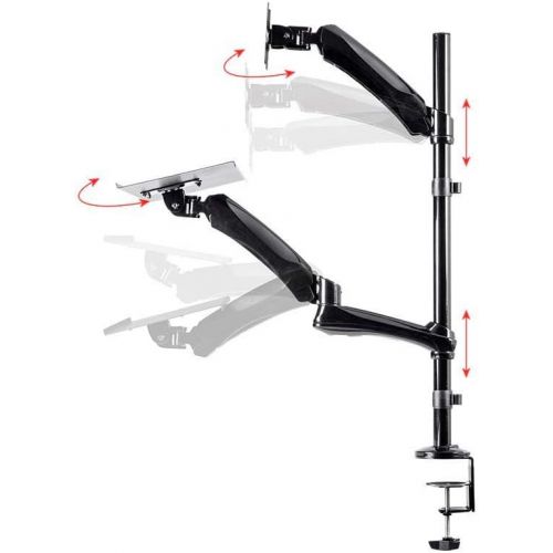  Monoprice Articulating Gas Spring Sit Stand Monitor and Keyboard Riser Desk Mount - Black, 26 Inch Table Top Workstation | Easy To Use, Compatible With Most Desks