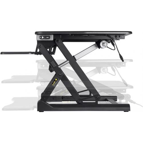 Monoprice Electric Height Adjustable Sit Stand Riser Table TopDesk Converter - Black | 23.2 x 35.4 Inch Area, Single Monitor - Workstream Collection