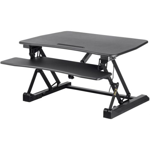  Monoprice Electric Height Adjustable Sit Stand Riser Table TopDesk Converter - Black | 23.2 x 35.4 Inch Area, Single Monitor - Workstream Collection