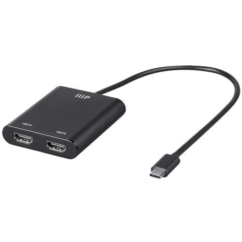  Monoprice USB-C to Dual HDMI MST Hub - Black, Supports Dual 4K@30Hz And Multi-Stream Transport