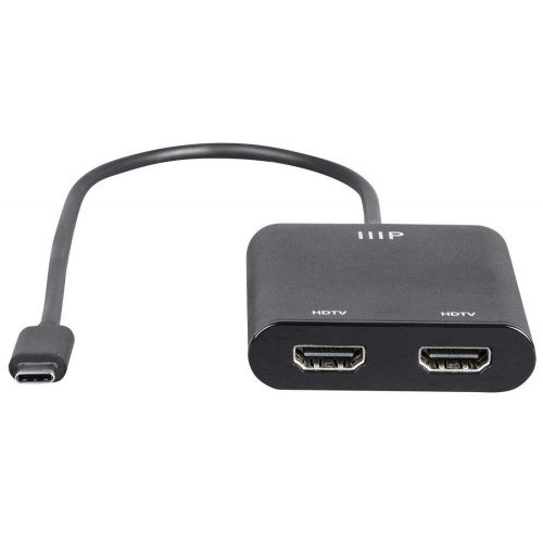  Monoprice USB-C to Dual HDMI MST Hub - Black, Supports Dual 4K@30Hz And Multi-Stream Transport