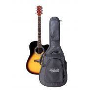 Monoprice 6 String Idyllwild Foothill Acoustic Electric Guitar with Tuner, Pickup, and Gig Bag, Vintage Sunburst (610063),