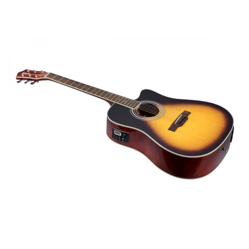  Monoprice 6 String Idyllwild Foothill Acoustic Electric Guitar with Tuner, Pickup, and Gig Bag, Vintage Sunburst (610063),