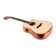 Monoprice Idyllwild Spruce Solid Top Acoustic Electric Guitar With Fishman Pickup Tuner and Heavy-Duty Gig Bag