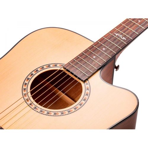  Monoprice Idyllwild Spruce Solid Top Acoustic Electric Guitar With Fishman Pickup Tuner and Heavy-Duty Gig Bag