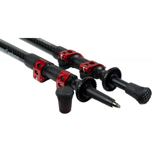  Mons Peak IX Tiger Paw Carbon Trekking Poles for Hiking, Trekking, Walking, Snowshoeing - Cork Grip, Ultralight, Collapsible and Adjustable Poles