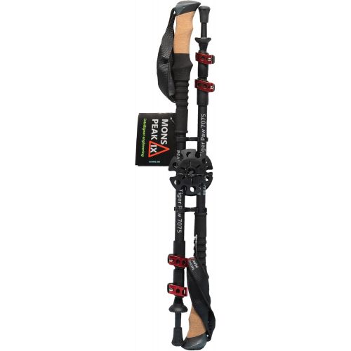  Mons Peak IX Tiger Paw 7075 Trekking Poles for Hiking, Trekking, Walking, Snowshoeing - Cork Grip, Collapsible, Adjustable and Lightweight Poles