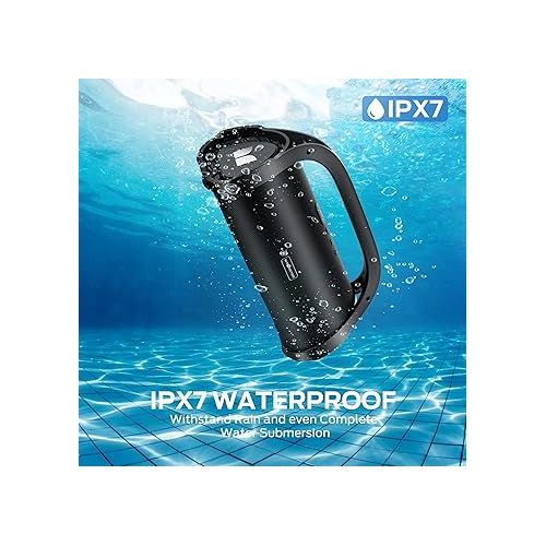  Monster Adventurer Max Boombox Bluetooth Speaker, IPX7 Waterproof Outdoor Bluetooth Speakers with Double Subwoofer, 100W Stereo Sound and Rich Bass, Wireless Bluetooth Speakers for Home, Party, Beach