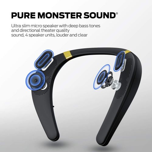  Monster Boomerang Neckband Bluetooth Speaker, Lightweight Wireless Wearable Speaker with 12H Playtime, True 3D Stereo Sound, Portable and IPX7 Waterproof, Ideal for Home&Outdoors