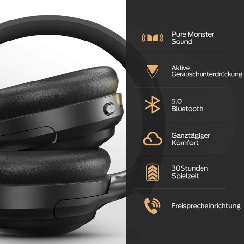  Monster Persona Active Noise Cancelling Headphones, Wireless Headphones with Mic, Over-Ear Bluetooth Headset, 30H Playtime, Hi-Fi Audio & Deep Bass, Memory Foam Ear Cups, for Trave