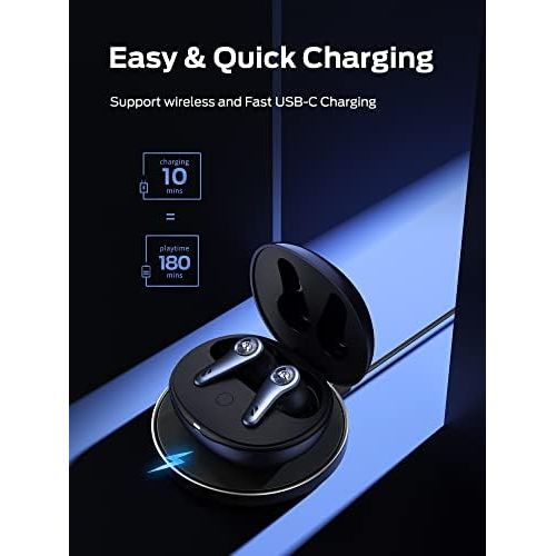  Monster Clarity 8.0 ANC Hybrid Active Noise Cancelling Wireless Earbuds, 42dB in-Ear Earphones Deep Bass with 6 Mics, Bluetooth 5.2, 50H Play Time with Wireless Charging Case for A