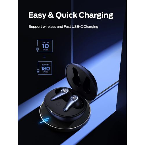  Monster Clarity 8.0 ANC Hybrid Active Noise Cancelling Wireless Earbuds, 42dB in-Ear Earphones Deep Bass with 6 Mics, Bluetooth 5.2, 50H Play Time with Wireless Charging Case for A