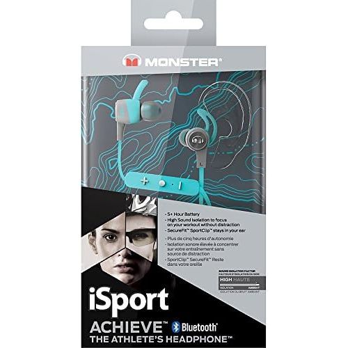  Monster iSport Achieve Wireless in-Ear Sweat-Proof Bluetooth Sport Headphones, Blue (137090-00)