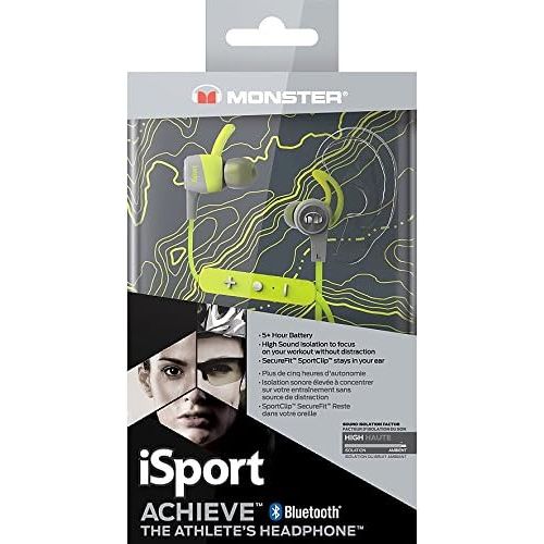  Monster iSport Achieve Wireless in-Ear Sweat-Proof Bluetooth Sport Headphones, Green (137088-00)