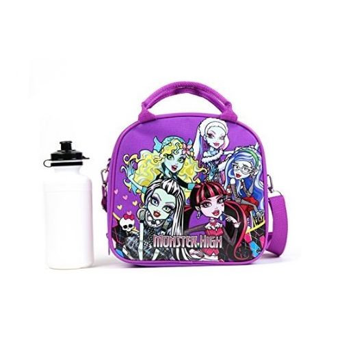 몬스터하이 Monster high Monster High Lunch Box Carry Bag with Shoulder Strap and Water Bottle (PURPLE)