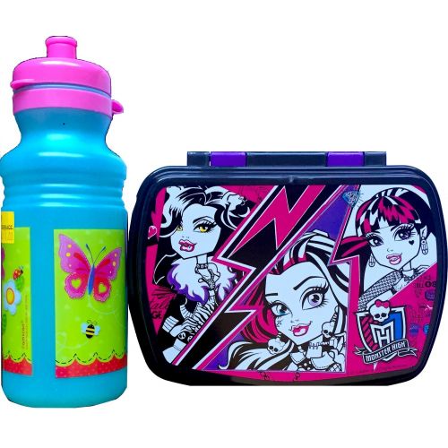 몬스터하이 Monster High Children’s Lunch Box with Monster High Sandwich Container and Reusable Pull-top Water Bottle Back to School Lunch Gift Set