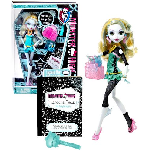 몬스터하이 Mattel Year 2011 Monster High Diary Series 10 Inch Doll - Lagoona Blue Daughter of The Sea Monster with Purse, Blue Folder, Hairbrush, Diary and Doll Stand (W2822)