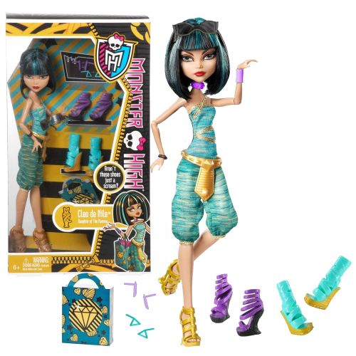 몬스터하이 Mattel Year 2013 Monster High Arent These Shoes Just a Scream? Series 11 Inch Doll Set - Cleo de Nile Daughter of The Mummy with 3 Pair of Shoes, 2 Pair of Earrings, Sunglasses, Sh