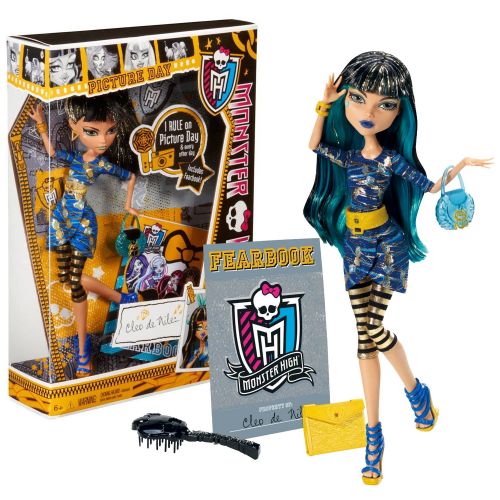 몬스터하이 Mattel Year 2012 Monster High Picture Day Series 11 Inch Doll Set - Cleo de Nile Daughter of The Mummy with Purse, Folder, Fearbook, Hairbrush and Doll Stand