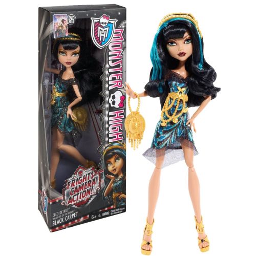 몬스터하이 Mattel Year 2013 Monster High Frights, Camera, Action! Hauntlywood Series 11 Inch Doll Set - Black Carpet CLEO DE NILE Daughter of The Mummy with Purse