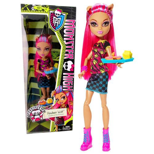 몬스터하이 Mattel Year 2013 Monster High Creepateria Series 10 Inch Doll Set - Daughter of The Werewolf HOWLEEN WOLF with Food Tray, Sub and Yellow Food Box