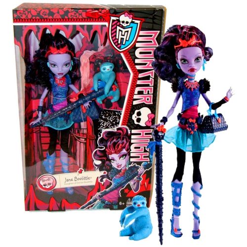 몬스터하이 Mattel Year 2013 Monster High Diary Series 11 Inch Doll Set - JANE BOOLITTLE Daughter of Doctor Boolittle with Purse, Pet Needles Voodoo Sloth, Hairbrush, Walking Stick, Diary and