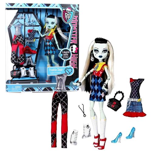 몬스터하이 Mattel Year 2011 Monster High Exclusive I Love Fashion Series 12 Inch Doll - Frankie Stein Daughter of Frankenstein with 3 Sets of Ghoulish Outfit, 3 Pairs of Shoes, Earrings, Neck