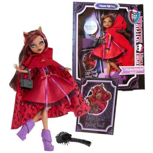 몬스터하이 Mattel Year 2012 Monster High Once Upon a Time Story Series 11 Inch Doll Set - Clawdeen Wolf as Little Dead Riding Wolf with Basket, Hairbrush and Storybook Cover Shot