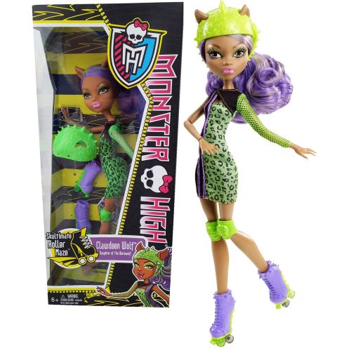 몬스터하이 Mattel Year 2012 Monster High Skultimate Roller Maze Series 11 Inch Doll Set - CLAWDEEN WOLF Daughter of The Werewolf with Removable Helmet, Roller Skate and Doll Stand