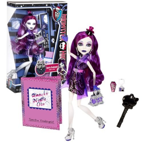 몬스터하이 Mattel Year 2012 Monster High Ghouls Night Out Series 11 Inch Doll Set - SPECTRA VONDERGEIST Daughter of a Ghost with Smartphone, Cosmetic Accessories, Purse, Hairbrush and Doll St