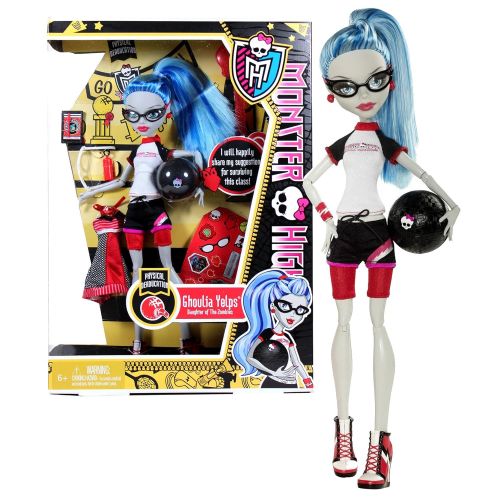 몬스터하이 Monster high Mattel Year 2011 Monster High Classroom Series 12 Inch Doll - Physical Deaducation Ghoulia Yelps Daughter of the Zombies with Additional Outfit, Glasses, Bowling Ball, Water Bottle