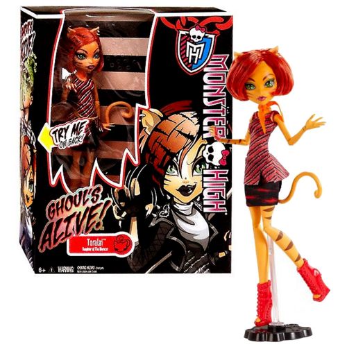 몬스터하이 Mattel Year 2013 Monster High Ghouls Alive! Series 11 Inch Electronic Doll Set - TORALEI Daughter of The Werecat with Glowing Eyes, Twitching Tail and Meow Sound Plus Doll Stand