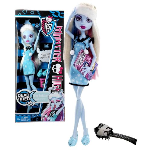 몬스터하이 Mattel Year 2012 Monster High Dead Tired Series 10 Inch Doll - Abbey Bominable Daughter of The Yeti with Pair of Slippers, Food Bucket, Hairbrush and Doll Stand (X6917)