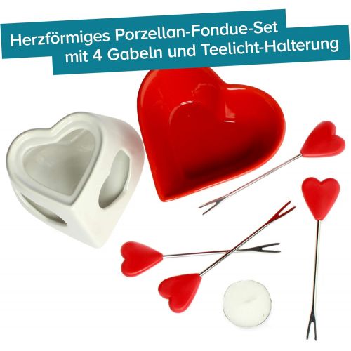  [아마존베스트]Monsterzeug Heart Shaped Chocolate Fondue Set with Fondue and 4 Forks Fondue Chocolate