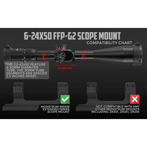  Monstrum G2 6-24x50 First Focal Plane FFP Rifle Scope with Illuminated Rangefinder Reticle and Parallax Adjustment