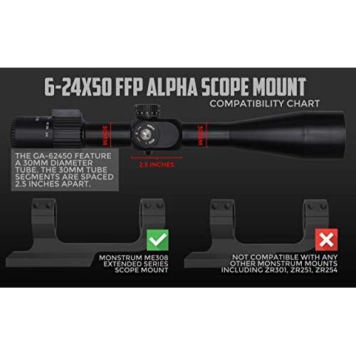  Monstrum Alpha Series 6-24x50 First Focal Plane FFP Rifle Scope with MOA Reticle