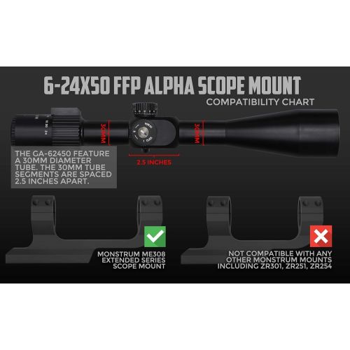  Monstrum Alpha Series 6-24x50 First Focal Plane FFP Rifle Scope with MOA Reticle