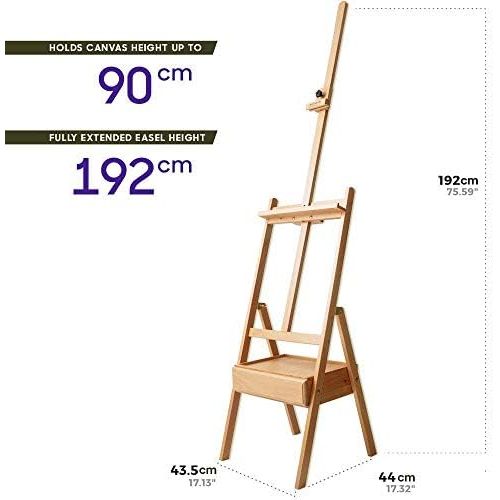  Mont Marte Signature Box Floor Easel, Beech Wood 43.5 x 44 x 150 cm (LxWxH), 17.13 x 17.32 x 59.1