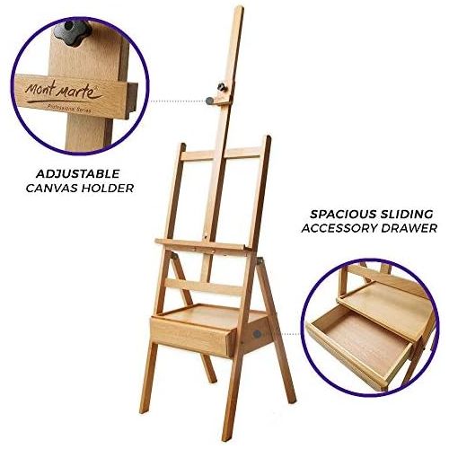  Mont Marte Signature Box Floor Easel, Beech Wood 43.5 x 44 x 150 cm (LxWxH), 17.13 x 17.32 x 59.1