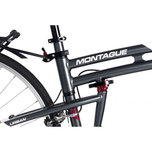  Montague Urban Folding 700c Pavement Hybrid Bike 21-Speed Bike with 35mm Tires and a Rear Rack, Folding Bikes for Adults - Smoke Silver - Available in 3 Sizes, 17 Inches, 19 Inches