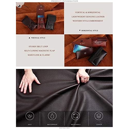  [아마존베스트]Montana West Real Leather Cell Phone Holster Belt, Great for Carrying Samsung Most Models Phones, iPhone11, iPhone Xs, iPhone XR, iPhone X, iPhone 8, Magnetic Flap Closure Phone Ca