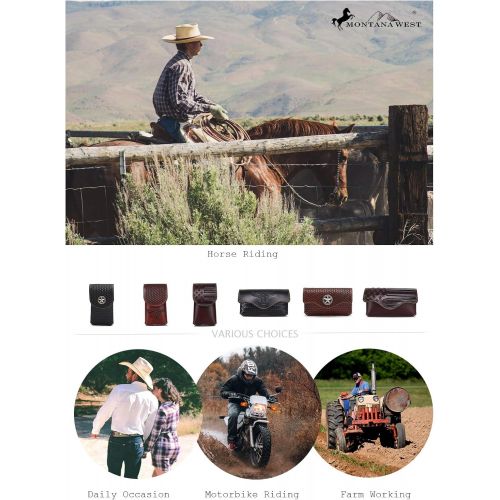  [아마존베스트]Montana West Real Leather Cell Phone Holster Belt, Great for Carrying Samsung Most Models Phones, iPhone11, iPhone Xs, iPhone XR, iPhone X, iPhone 8, Magnetic Flap Closure Phone Ca