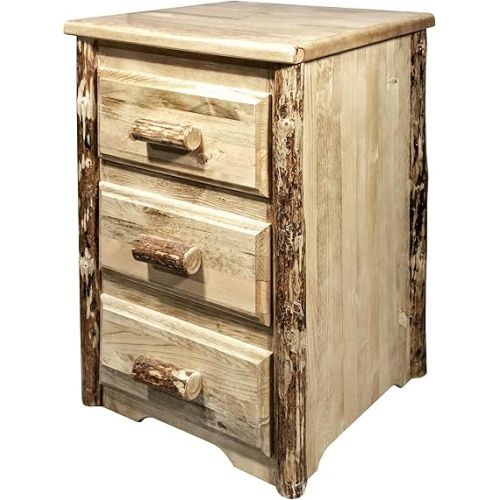  Montana Woodworks Glacier Country Collection Nightstand with 3 Drawers, Stained and Lacquered