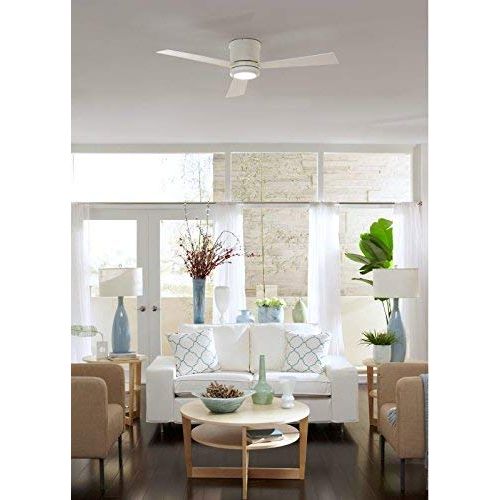  Monte Carlo 3CLYR42RZWD, Clarity II Flush Mount 42 White Ceiling Fan with LED Light and Remote