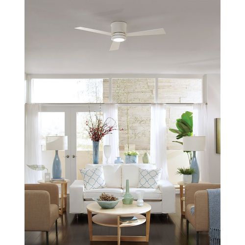  Monte Carlo 3CLYR52RZWD, Clarity Flush Mount 52 White Ceiling Fan with LED Light & Remote