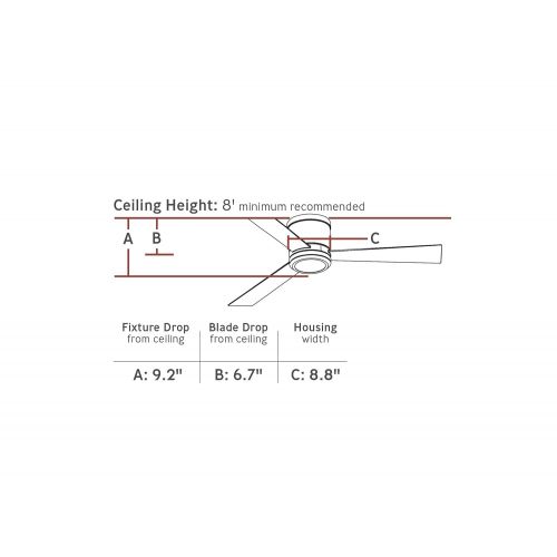  Monte Carlo 3CLYR52OZD, Clarity Flush Mount 52 Oil Rubbed Bronze Ceiling Fan with LED Light & Remote