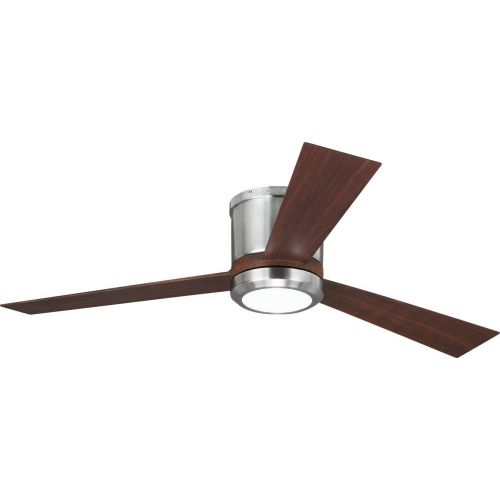  Monte Carlo 3CLYR52BSD, Clarity Flush Mount 52 Brushed Steel Ceiling Fan with LED Light & Remote