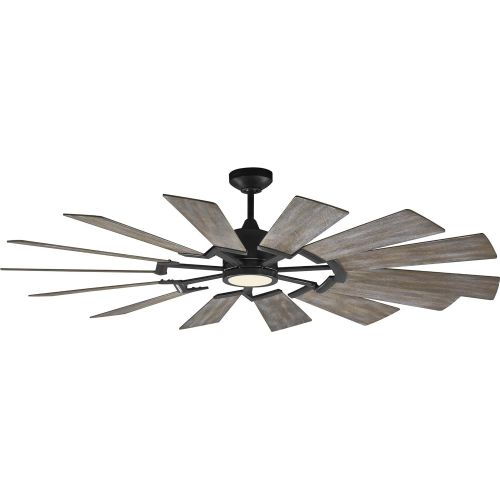  Monte Carlo 14PRR62AGPD Prairie Windmill Energy Star 62 Outdoor Ceiling Fan with LED Light and Hand Remote Control, 14 Wood Blades, Aged Pewter