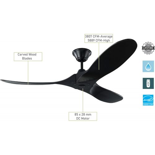  Monte Carlo 3MAVR52BKBK Maverick II Energy Star 52 Outdoor Ceiling Fan with Remote Control, 3 Balsa Wood Blades, Matte Black