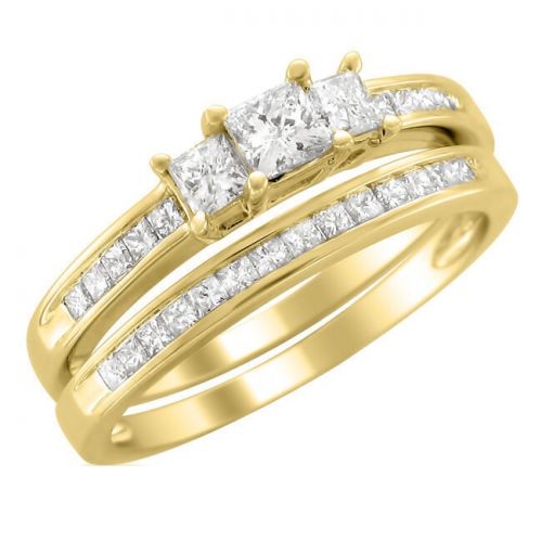  Montebello 14k Gold 1ct TDW Princess Cut Diamond Bridal Ring Set by Montebello Jewelry